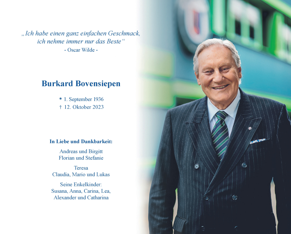  Traueranzeige für Burkard Bovensiepen vom 21.10.2023 aus Allgäuer Zeitung, Kaufbeuren/Buchloe