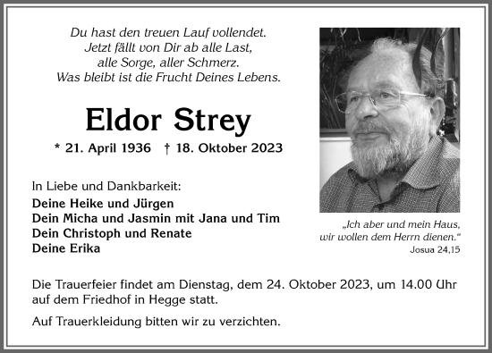 Traueranzeige von Eldor Strey von Allgäuer Zeitung,Kempten