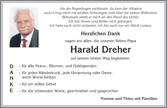 Traueranzeige von Harald Dreher von Allgäuer Anzeigeblatt