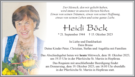 Traueranzeige von Heidi Böck von Allgäuer Zeitung, Füssen
