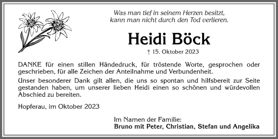 Traueranzeige von Heidi Böck von Allgäuer Zeitung, Füssen