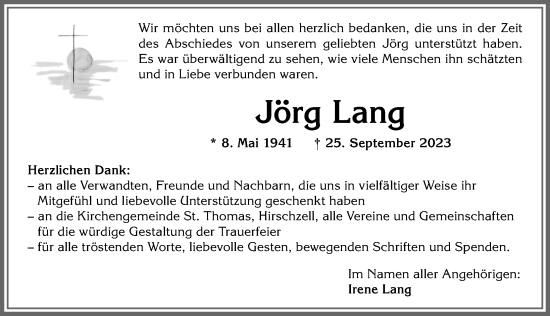 Traueranzeige von Jörg Lang von Allgäuer Zeitung, Kaufbeuren/Buchloe