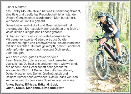 Traueranzeige von Manfred  von Memminger Zeitung