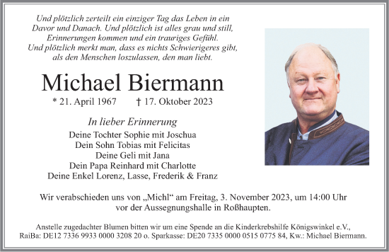 Traueranzeige von Michael Biermann von Allgäuer Zeitung, Füssen