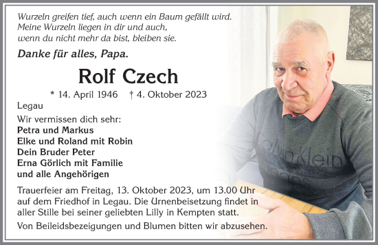 Traueranzeige von Rolf Czech von Memminger Zeitung