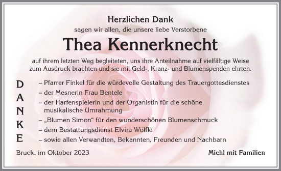 Traueranzeige von Thea Kennerknecht von Allgäuer Anzeigeblatt