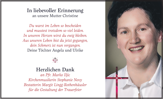 Traueranzeige von Christine  von Der Westallgäuer