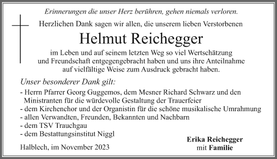 Traueranzeige von Helmut Reichegger von Allgäuer Zeitung, Füssen