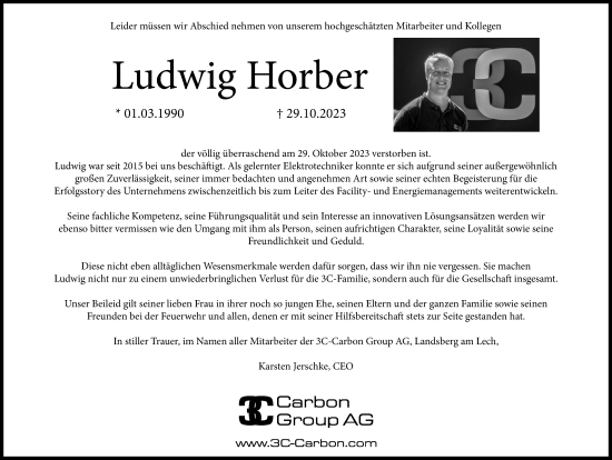 Traueranzeige von Ludwig Horber von Augsburger Allgemeine, Landsberger Tagblatt