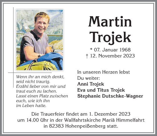 Traueranzeige von Martin Trojek von Allgäuer Zeitung,Kempten