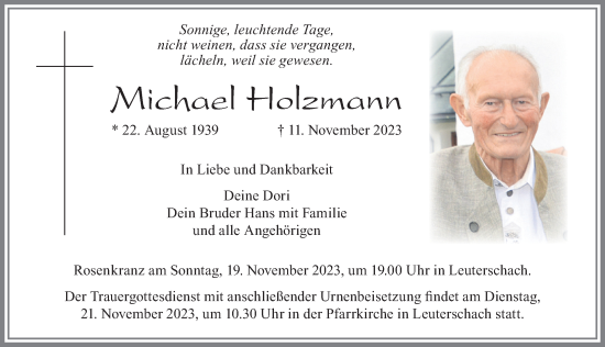 Traueranzeige von Michael Holzmann von Allgäuer Zeitung, Marktoberdorf