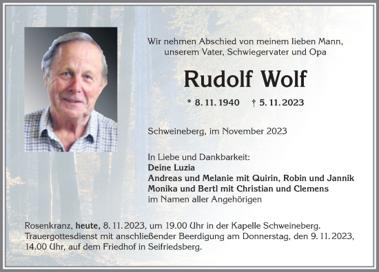 Traueranzeige von Rudolf Wolf von Allgäuer Anzeigeblatt