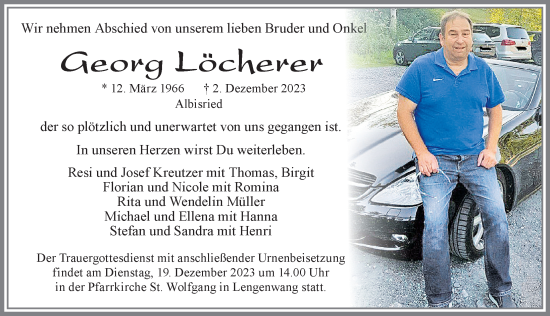 Traueranzeige von Georg Löcherer von Allgäuer Zeitung, Marktoberdorf