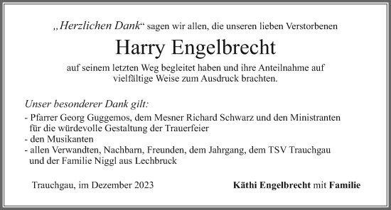 Traueranzeige von Harry Engelbrecht von Allgäuer Zeitung, Füssen
