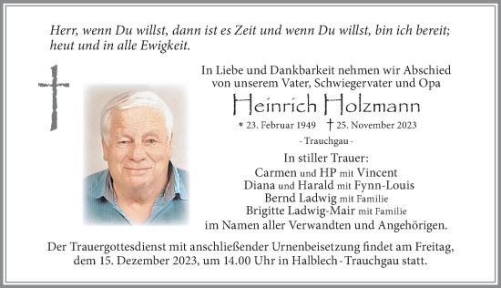 Traueranzeige von Heinrich Holzmann von Allgäuer Zeitung, Füssen