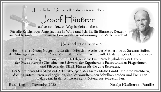 Traueranzeige von Josef Häußrer von Allgäuer Zeitung, Füssen