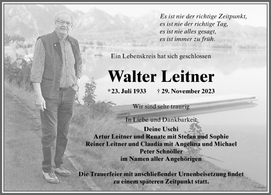 Traueranzeige von Walter Leitner von Allgäuer Zeitung, Marktoberdorf