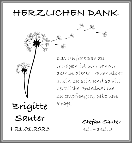 Traueranzeige von Brigitte Sauter von Memminger Zeitung