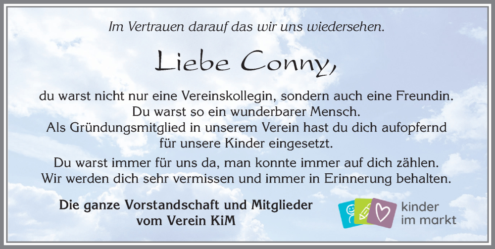  Traueranzeige für Conny Haff vom 14.02.2023 aus Allgäuer Zeitung, Füssen