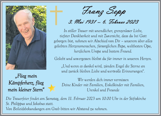 Traueranzeige von Franz Sepp von Memminger Zeitung