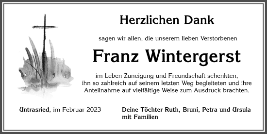 Traueranzeige von Franz Wintergerst von Allgäuer Zeitung, Marktoberdorf