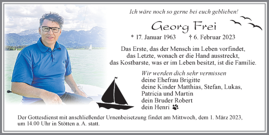 Traueranzeige von Georg Frei von Allgäuer Zeitung, Kaufbeuren/Buchloe