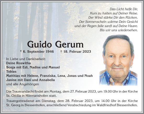 Traueranzeige von Guido Gerum von Allgäuer Zeitung, Marktoberdorf