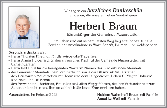 Traueranzeige von Herbert Braun von Allgäuer Zeitung, Kaufbeuren/Buchloe