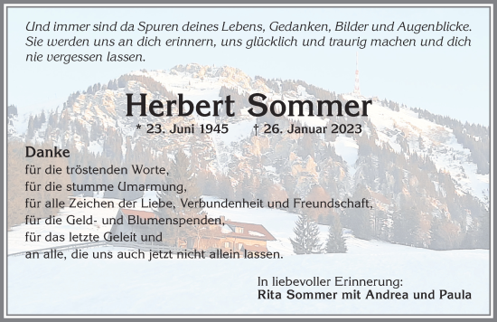 Traueranzeige von Herbert Sommer von Allgäuer Zeitung,Kempten