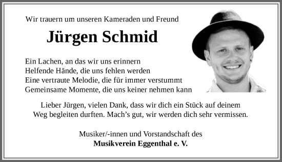 Traueranzeige von Jürgen Schmid von Allgäuer Zeitung, Kaufbeuren/Buchloe
