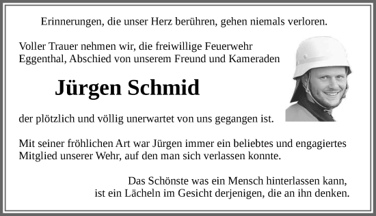 Traueranzeige von Jürgen Schmid von Allgäuer Zeitung, Kaufbeuren/Buchloe
