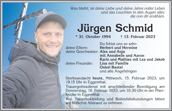 Traueranzeige von Jürgen Schmid von Allgäuer Zeitung, Marktoberdorf