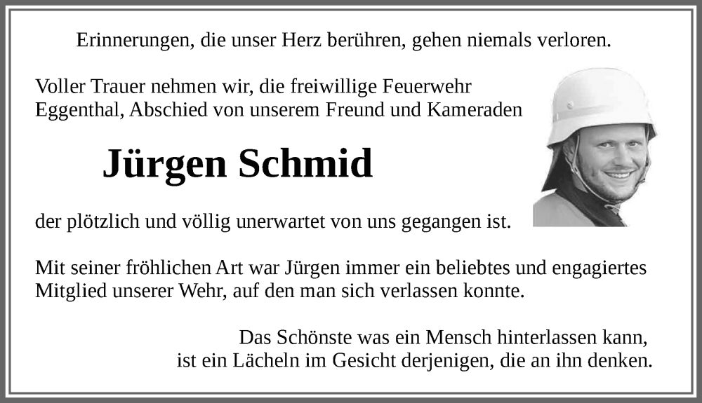  Traueranzeige für Jürgen Schmid vom 23.02.2023 aus Allgäuer Zeitung, Kaufbeuren/Buchloe