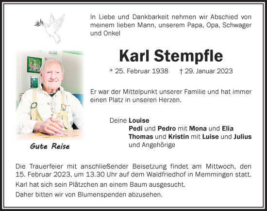 Traueranzeige von Karl Stempfle von Memminger Zeitung