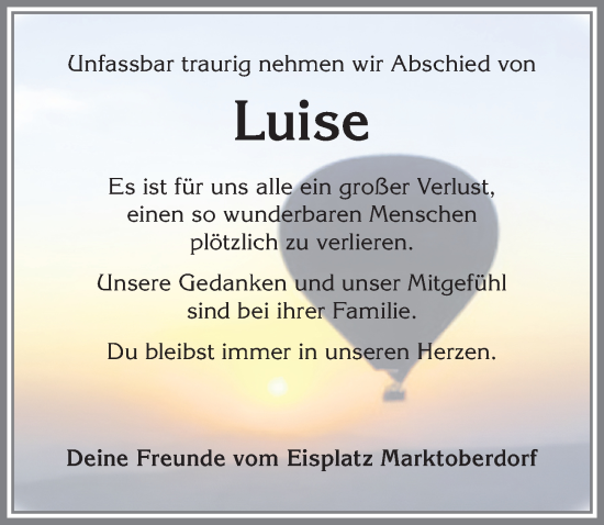 Traueranzeige von Luise  von Allgäuer Zeitung, Marktoberdorf