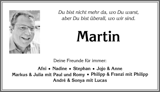 Traueranzeige von Martin  von Allgäuer Zeitung,Kempten