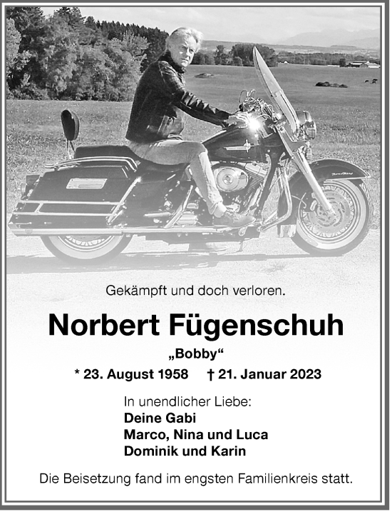 Traueranzeige von Norbert Fügenschuh von Memminger Zeitung