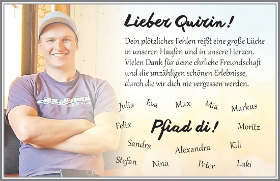 Traueranzeige von Quirin Höß von Allgäuer Zeitung, Füssen