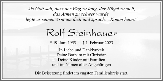 Traueranzeige von Rolf Steinhauer von Allgäuer Zeitung, Marktoberdorf
