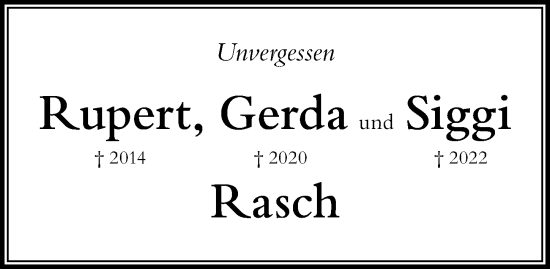 Traueranzeige von Siggi Rasch von Der Westallgäuer