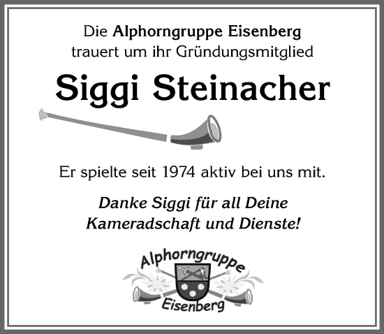 Traueranzeige von Siggi Steinacher von Allgäuer Zeitung, Füssen