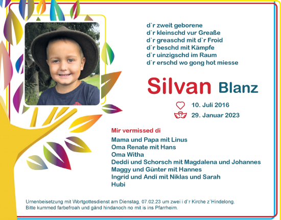 Traueranzeige von Silvan Blanz von Allgäuer Anzeigeblatt