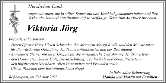 Traueranzeige von Viktoria Jörg von Allgäuer Zeitung, Füssen