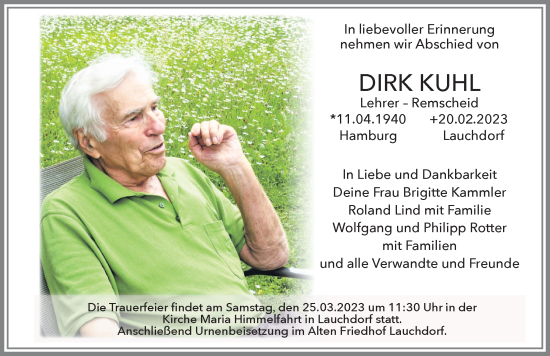 Traueranzeige von Dirk Kuhl von Allgäuer Zeitung, Kaufbeuren/Buchloe