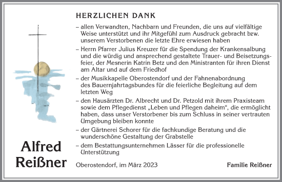 Traueranzeige von Alfred Reißner von Allgäuer Zeitung, Kaufbeuren/Buchloe