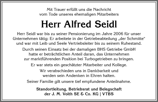 Traueranzeige von Alfred Seidl von Allgäuer Anzeigeblatt