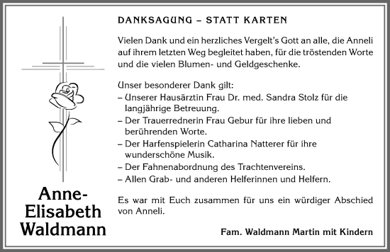 Traueranzeige von Anne-Elisabeth Waldmann von Allgäuer Anzeigeblatt