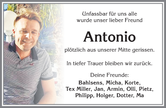 Traueranzeige von Antonio  von Allgäuer Zeitung,Kempten