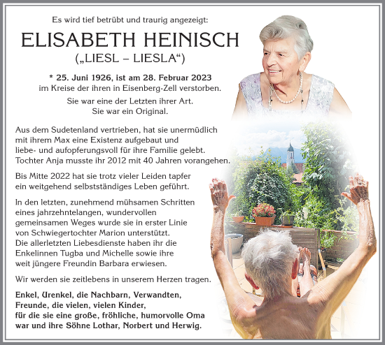 Traueranzeige von Elisabeth Heinisch von Allgäuer Zeitung, Kaufbeuren/Buchloe