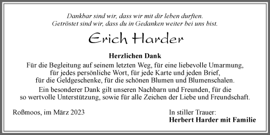 Traueranzeige von Erich Harder von Allgäuer Zeitung, Füssen